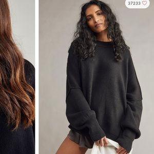 Free People Easy Street Tunic Sweater XS Black